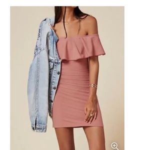 Reformation off the shoulder mini dress